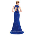 Starzz 2016 sem mangas Backless Strechy Spandex Royal Blue Longo vestido de noiva formal ST000089-3